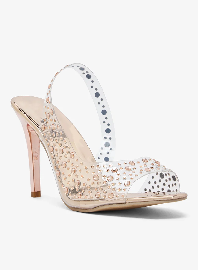 جينجر Rhinestone Diamonte Embellished High Heel Stiletto Sandals